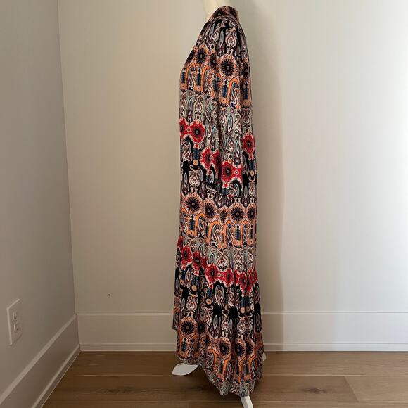Alice + Olivia Dottie Reversible Now & Forever Tangerine Midi Kimono Jacket M/L - Picture 9 of 12